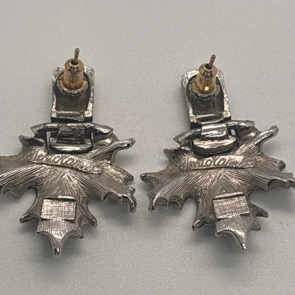 Tortolani Earrings Womens Silver Tone Leaf Clip On Vintage Statement Jewelry Art